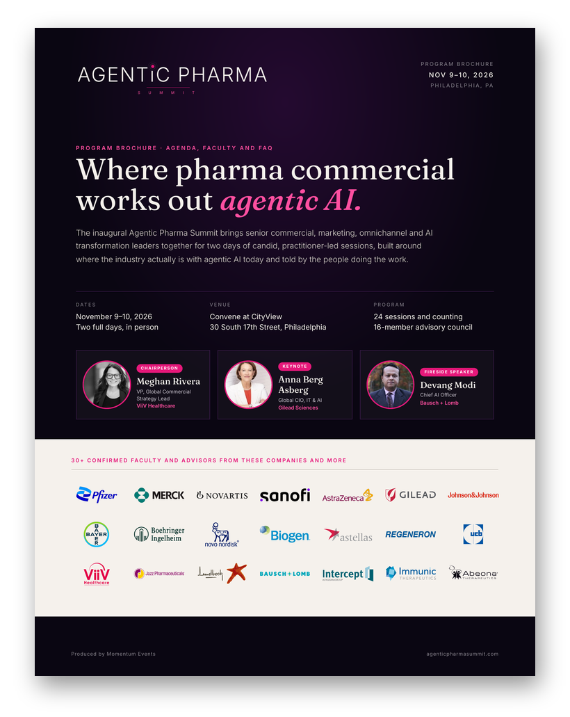 Page one of the Agentic Pharma Summit brochure